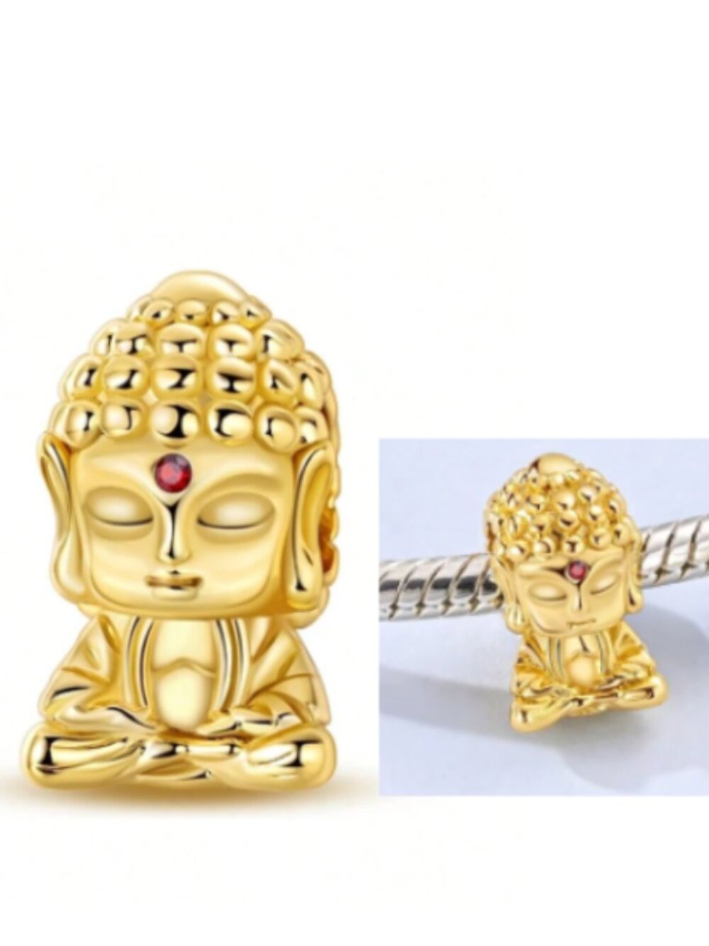 Gold Buddha Charm for Pandora Type Bracelet or Chain